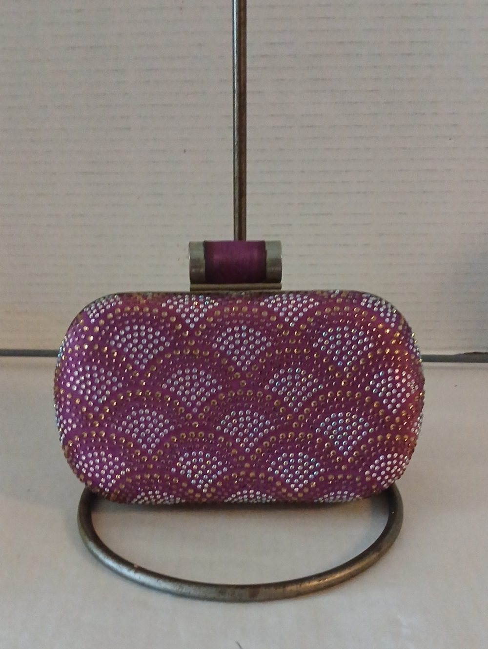 Hearty Trendy Purple Rhinestone Evening Clutch